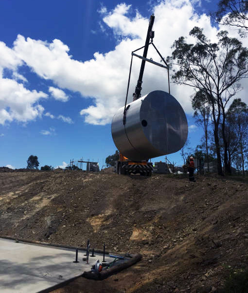 Water Tank Delivery - crane in use 