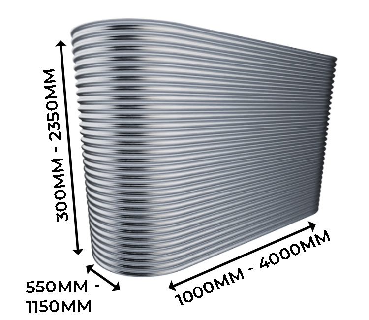 Slimline Water Tank Sizing Image 500x412px