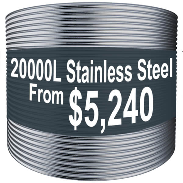 20,000 litre stainless steel water tank – 304 grade, custom sizes available for fire protection and water storage