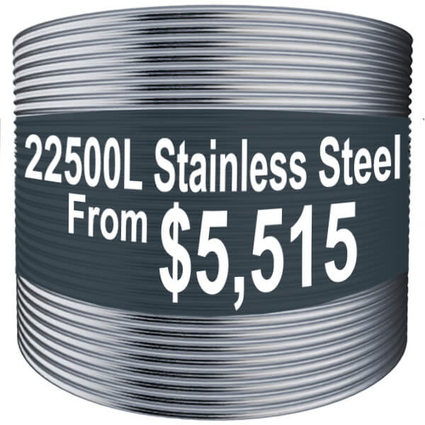 22,500 litre stainless steel water tank – 304 grade, custom sizes available for fire protection and large-scale water storage